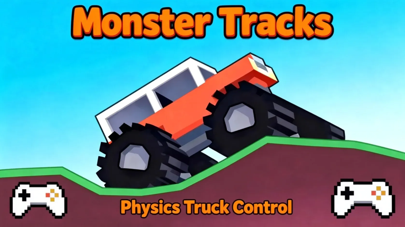 Monster Tracks unblocked physics truck game featuring unstable terrain and vehicle balance challenges