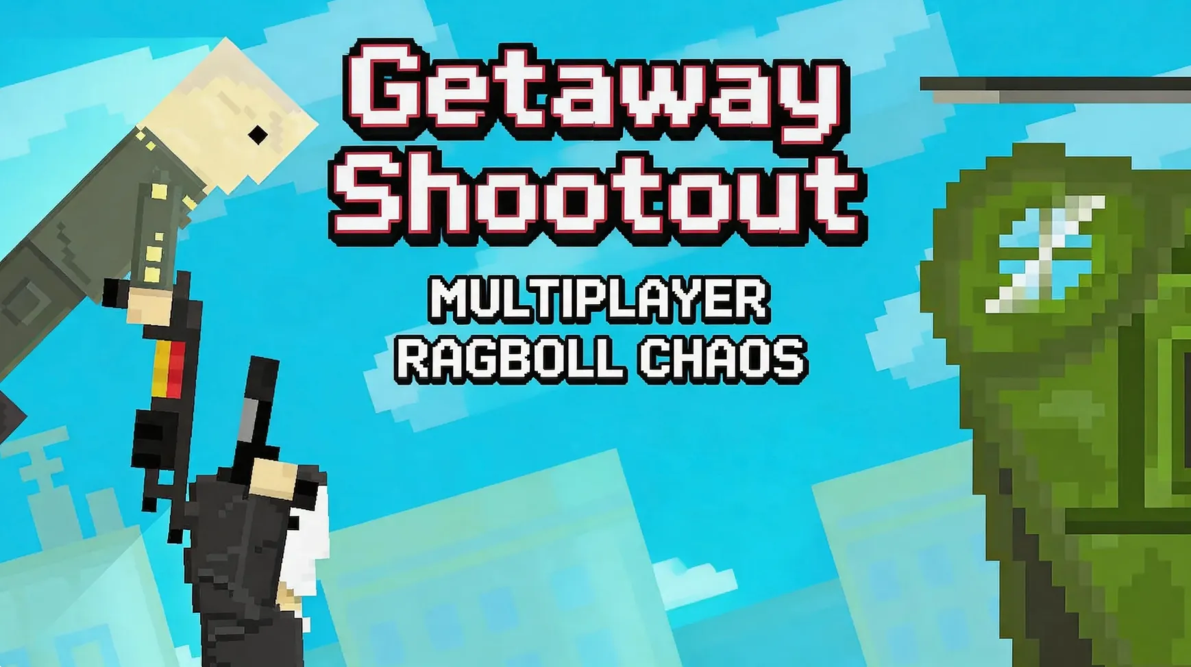 Getaway Shootout multiplayer ragdoll physics gameplay with chaotic jumping mechanics
