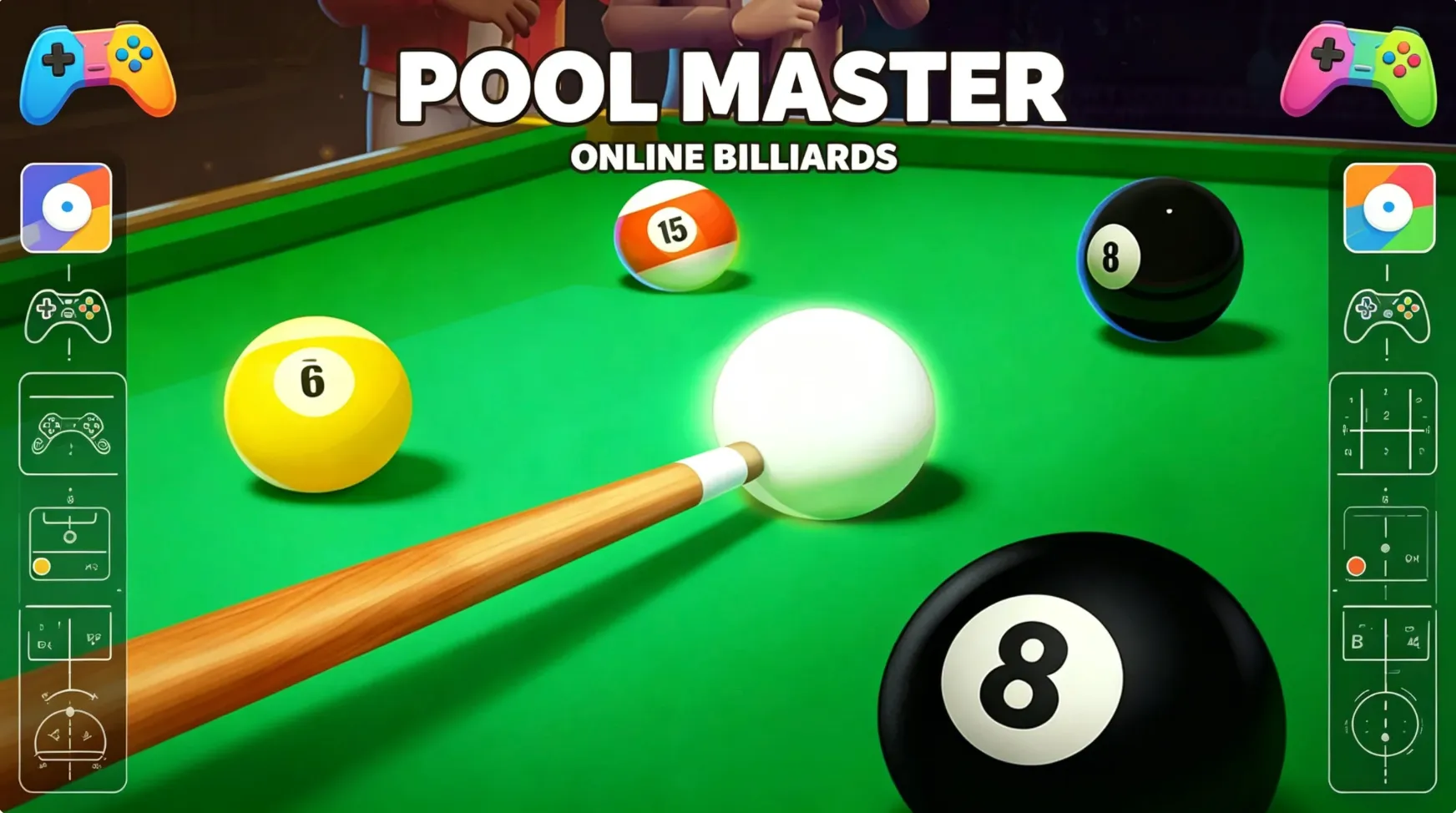 Pool Master online billiards browser game featuring multiplayer pool matches and precision gameplay